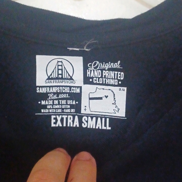 SanFranPsycho Unisex black tee size adult XS. - Picture 2 of 5